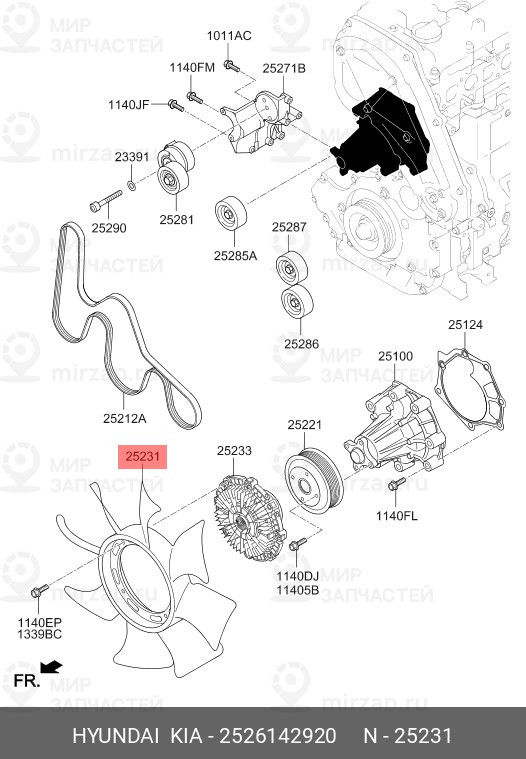 Запчасть HYUNDAI 2526142920