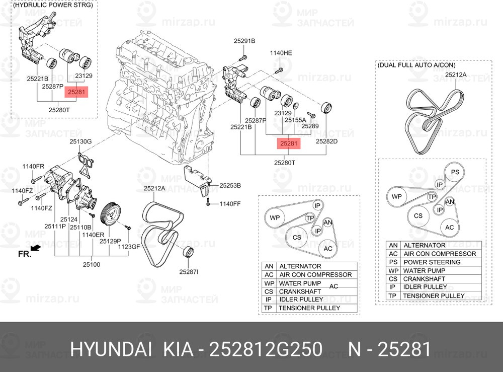 Запчасть HYUNDAI 252812G250