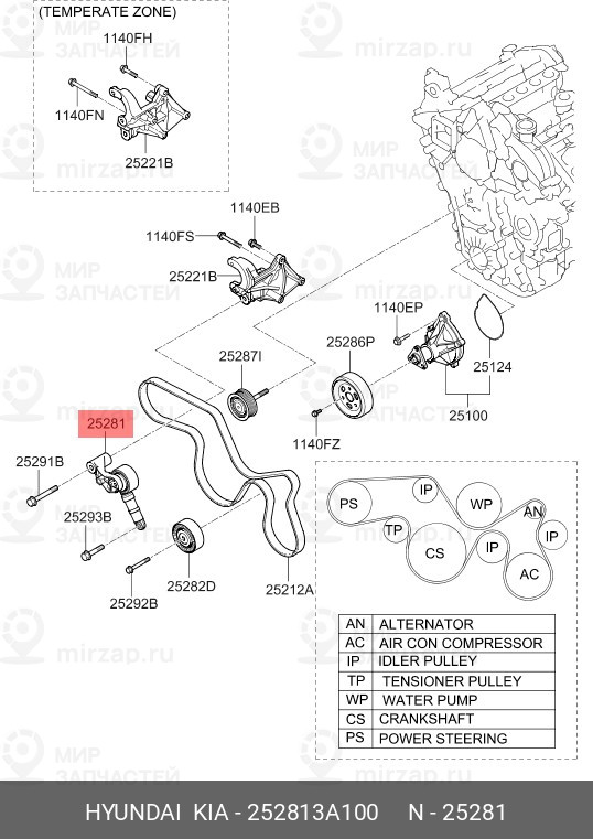 Запчасть HYUNDAI 252813A100