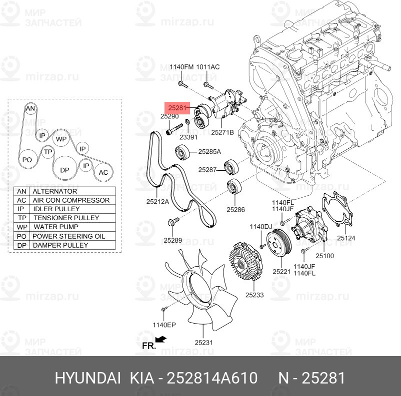 Запчасть HYUNDAI 252814A610