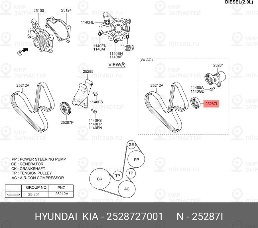 Запчасть HYUNDAI 2528727001