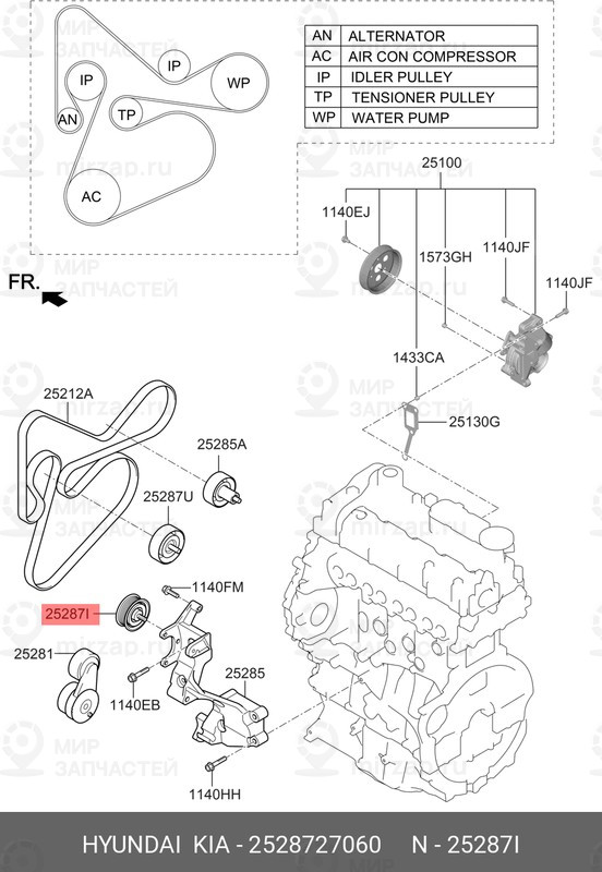 Запчасть HYUNDAI 2528727060