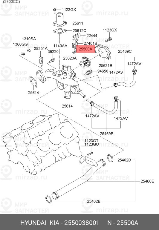 Запчасть HYUNDAI 2550038001