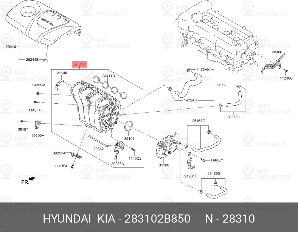 Запчасть HYUNDAI 283102B850