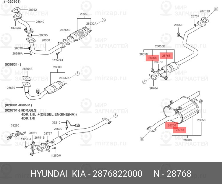 Запчасть HYUNDAI 2876822000
