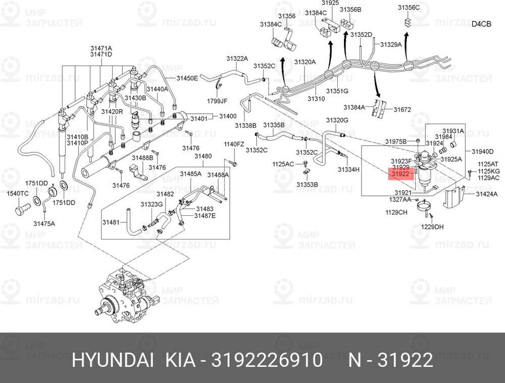 Запчасть HYUNDAI 3192226910
