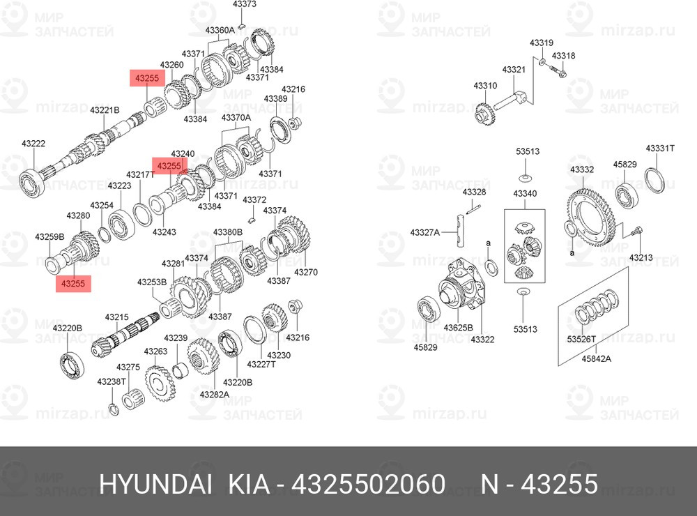 Запчасть HYUNDAI 4325502060