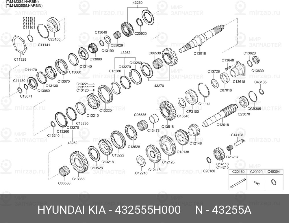 Запчасть HYUNDAI 432555H000