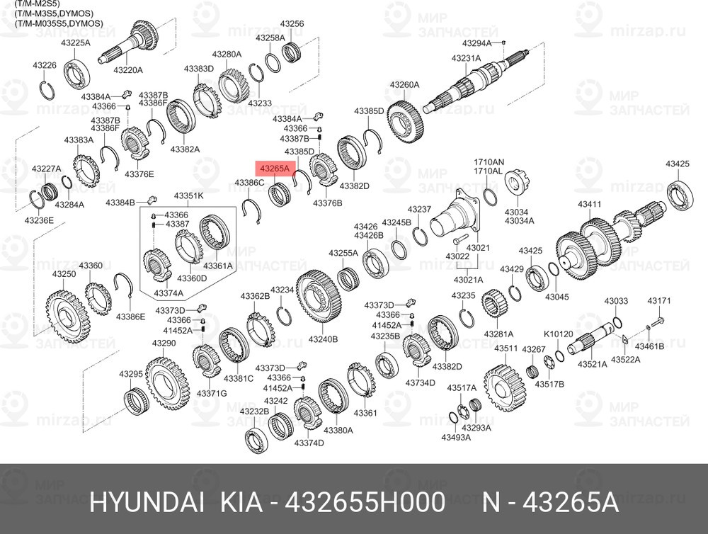 Запчасть HYUNDAI 432655H000