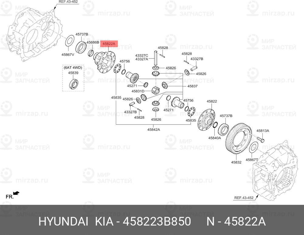 Запчасть HYUNDAI 458223B850
