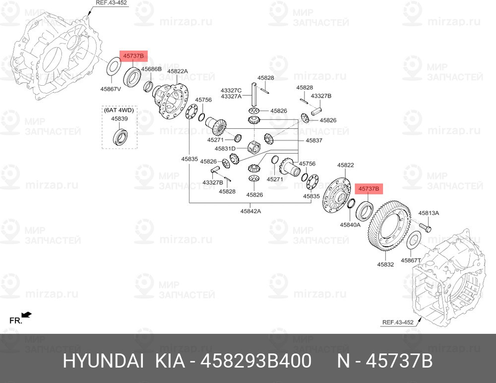 Запчасть HYUNDAI 458293B400