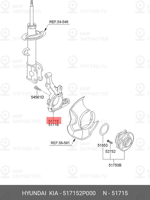 Запчасть HYUNDAI 517152P000
