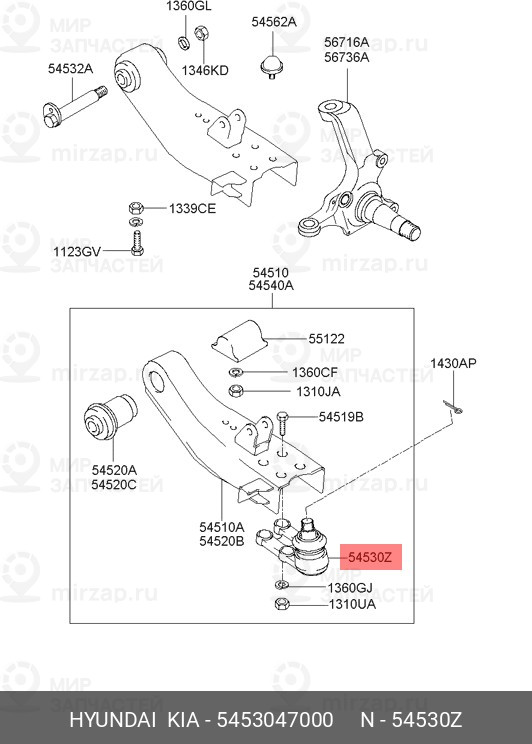 Запчасть HYUNDAI 5453047000