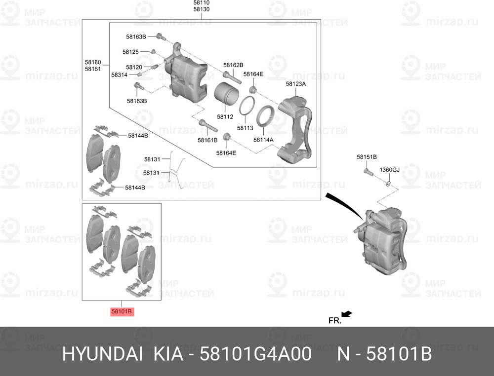 Запчасть HYUNDAI 58101G4A00