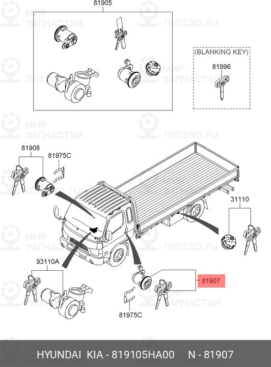 Запчасть HYUNDAI 819105HA00