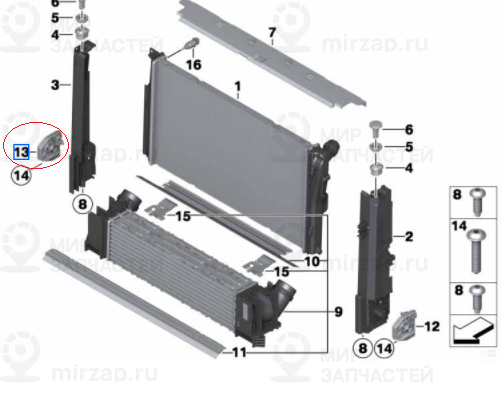 Держатель модуля п
 BMW 17118620733