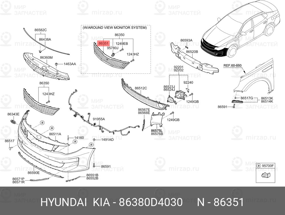Запчасть HYUNDAI 86380D4030