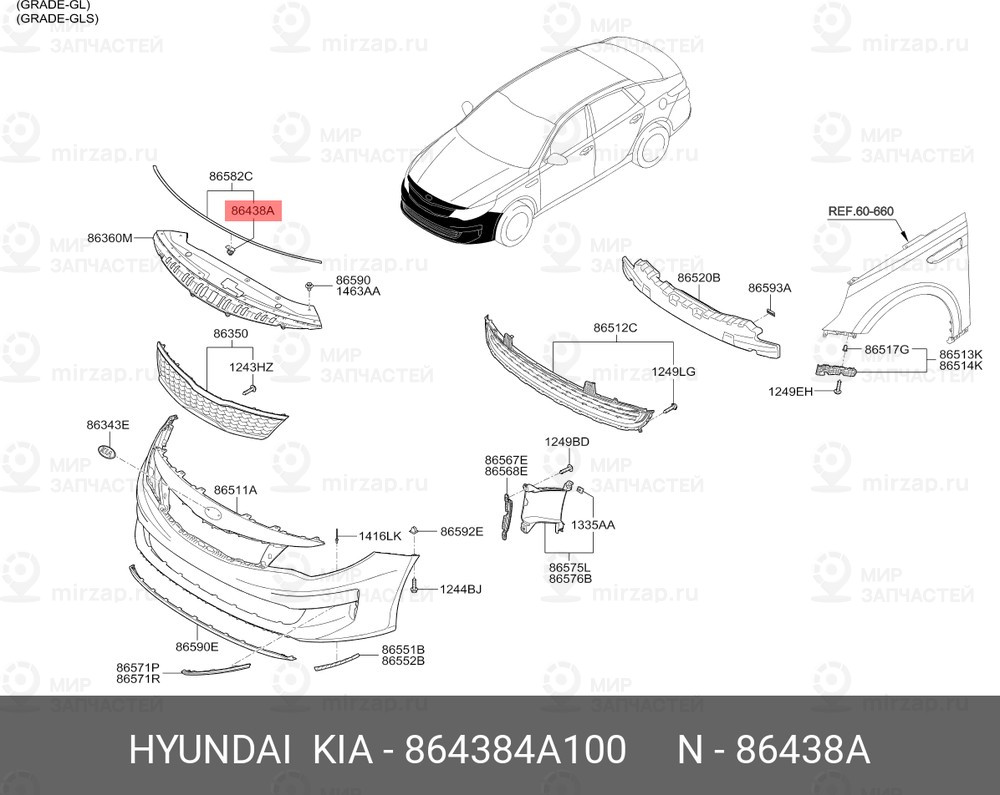 Запчасть HYUNDAI 864384A100
