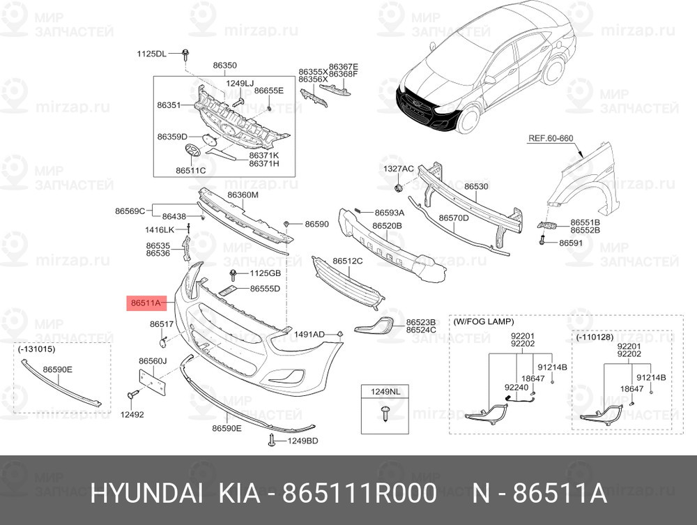 Запчасть HYUNDAI 865111R000