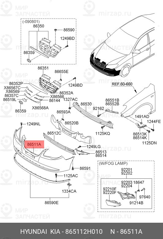 Запчасть HYUNDAI 865112H010
