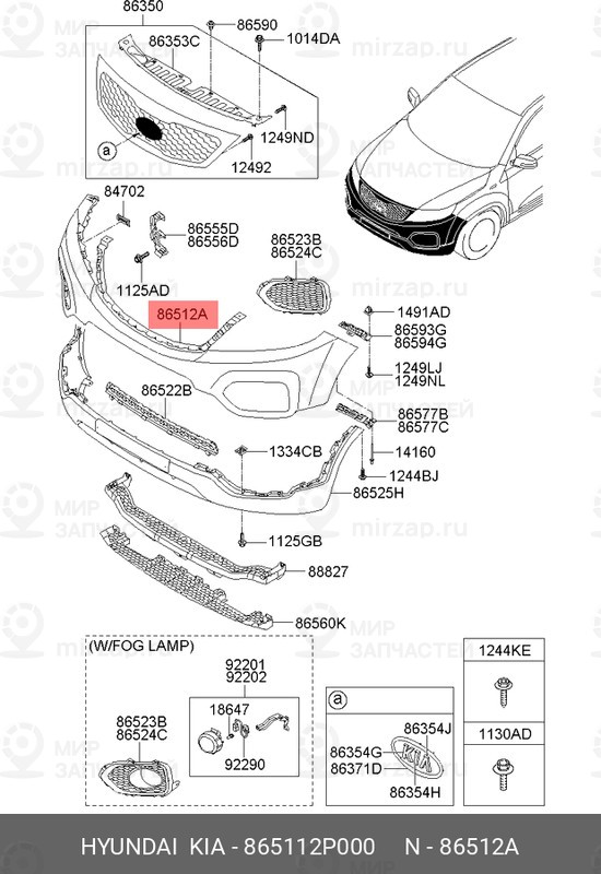 Запчасть HYUNDAI 865112P000