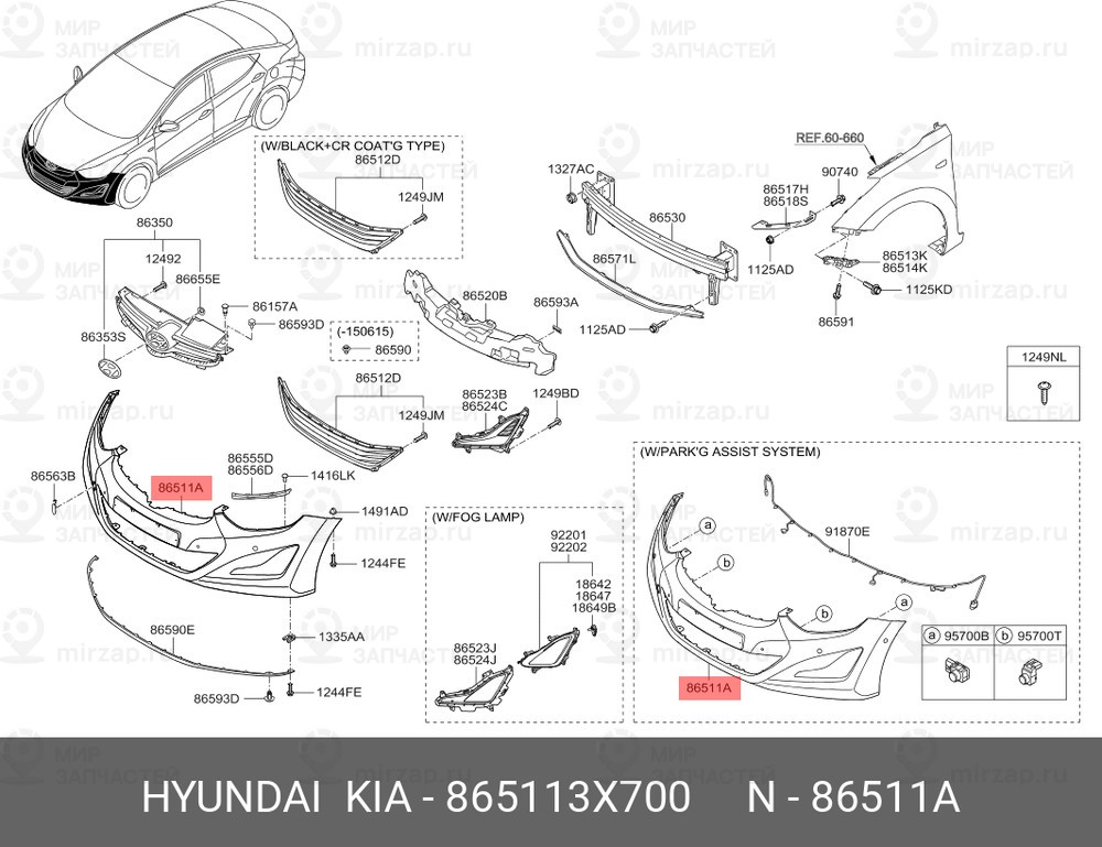 Запчасть HYUNDAI 865113X700