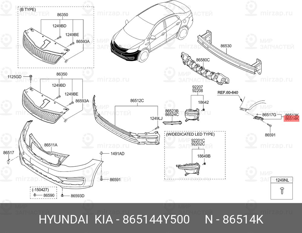 Запчасть HYUNDAI 865144Y500