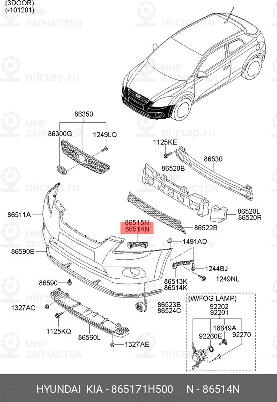 Запчасть HYUNDAI 865171H500