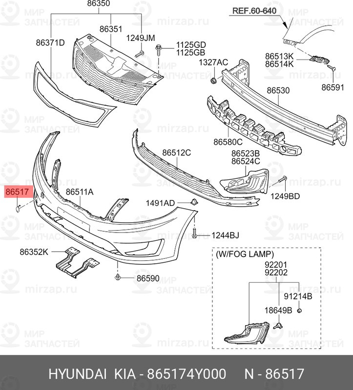 Запчасть HYUNDAI 865174Y000