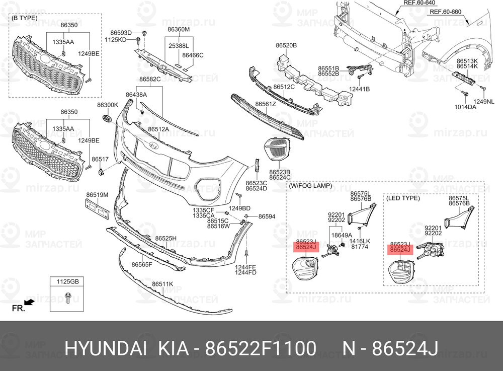 Запчасть HYUNDAI 86522F1100