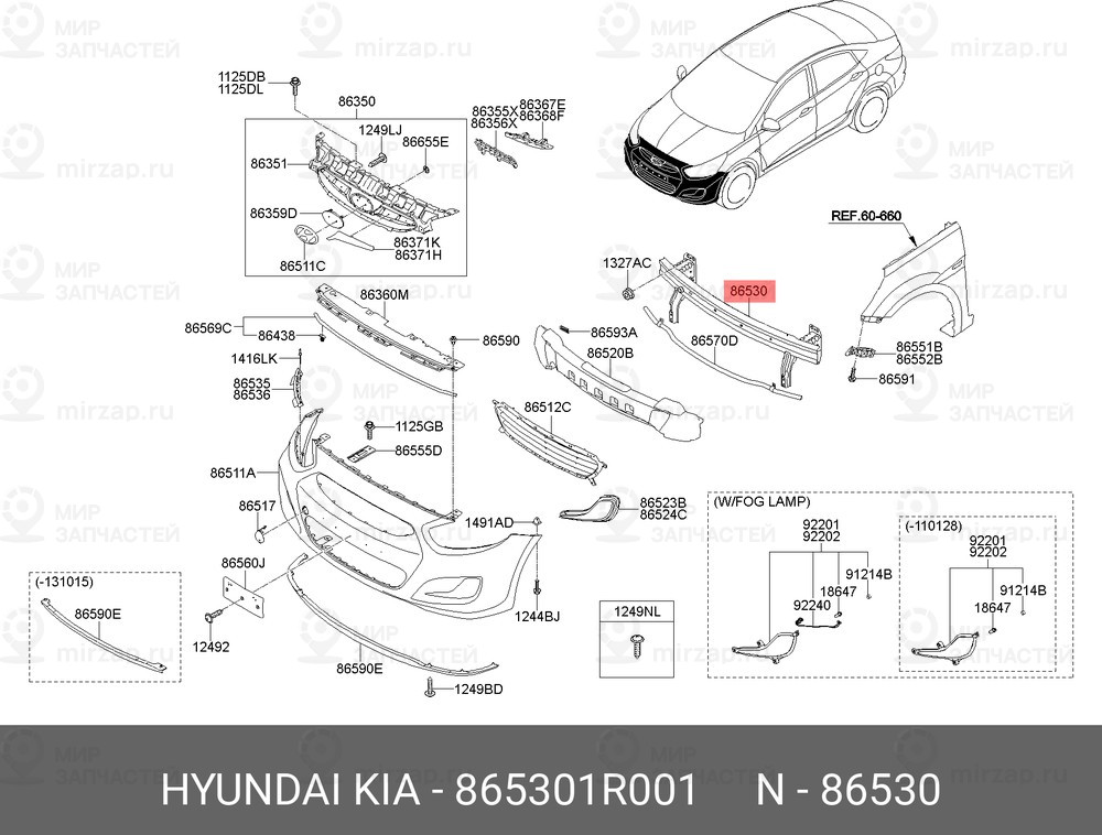 Запчасть HYUNDAI 865301R001
