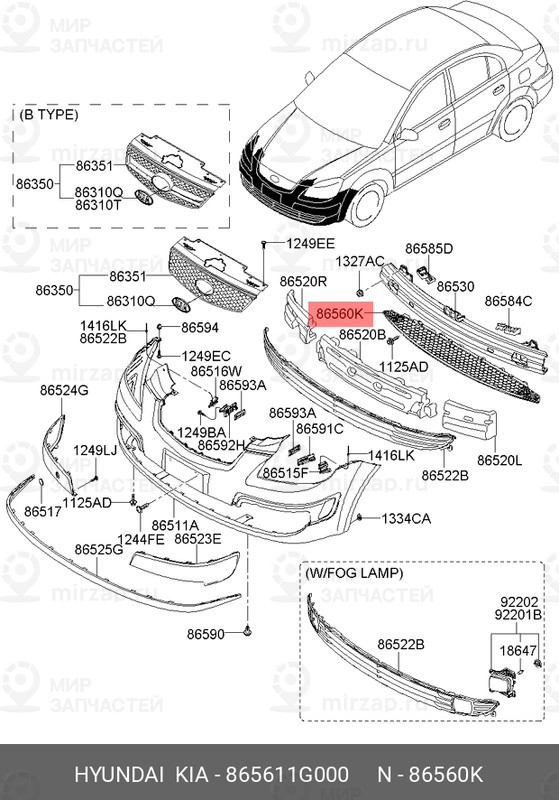 Запчасть HYUNDAI 865611G000