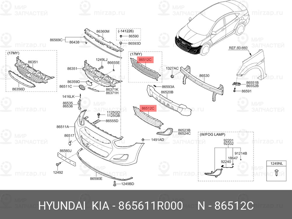Запчасть HYUNDAI 865611R000