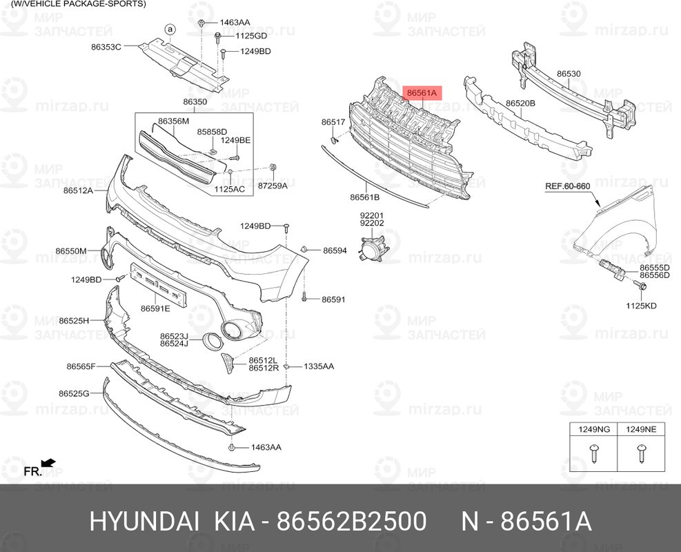 Запчасть HYUNDAI 86562B2500