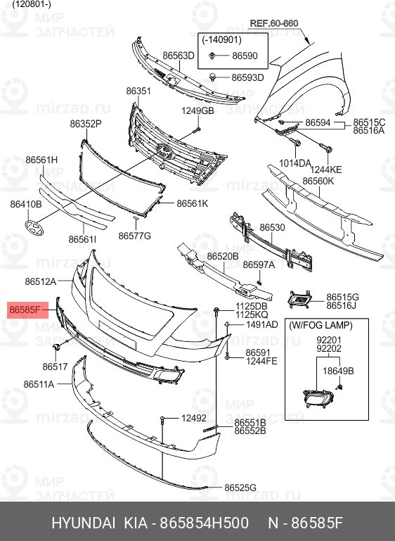 Запчасть HYUNDAI 865854H500