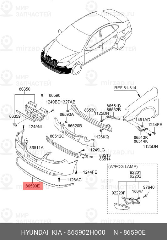 Запчасть HYUNDAI 865902H000