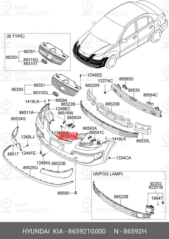 Запчасть HYUNDAI 865921G000