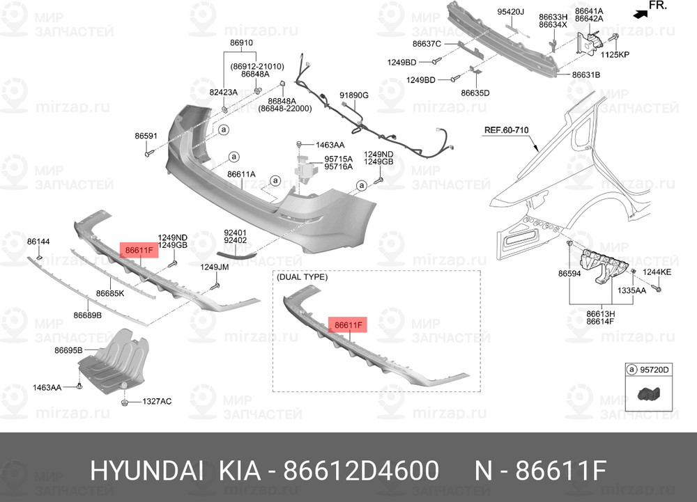 Запчасть HYUNDAI 86612D4600