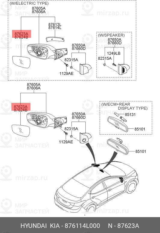 Запчасть HYUNDAI 876114L000