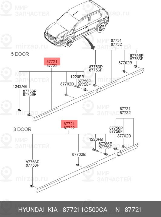 Запчасть HYUNDAI 877211C500CA