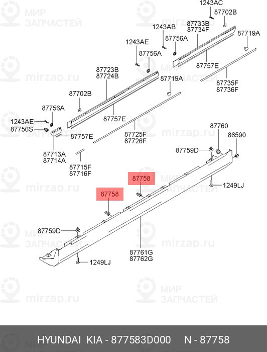 Запчасть HYUNDAI 877583D000