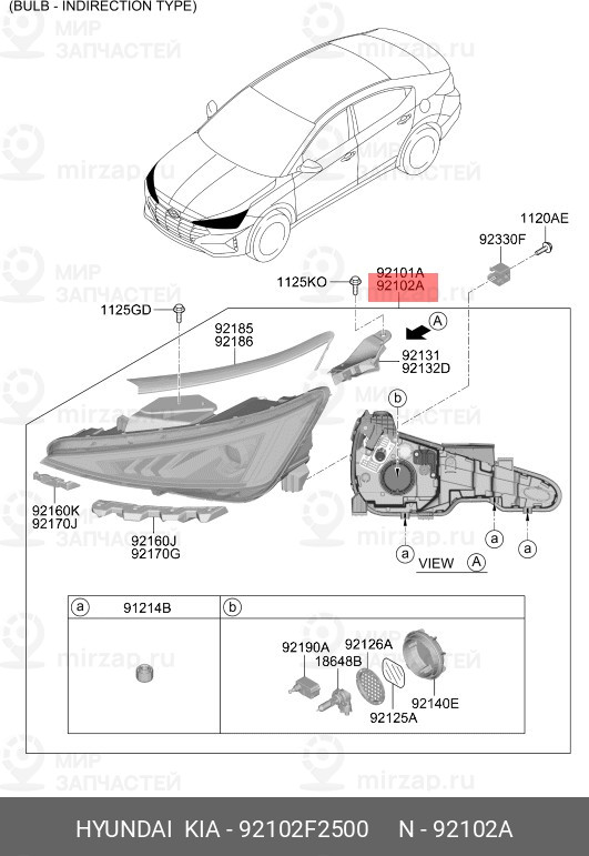 Запчасть HYUNDAI 92102F2500
