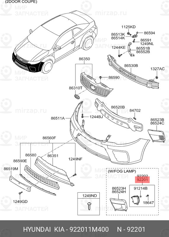 Запчасть HYUNDAI 922011M400