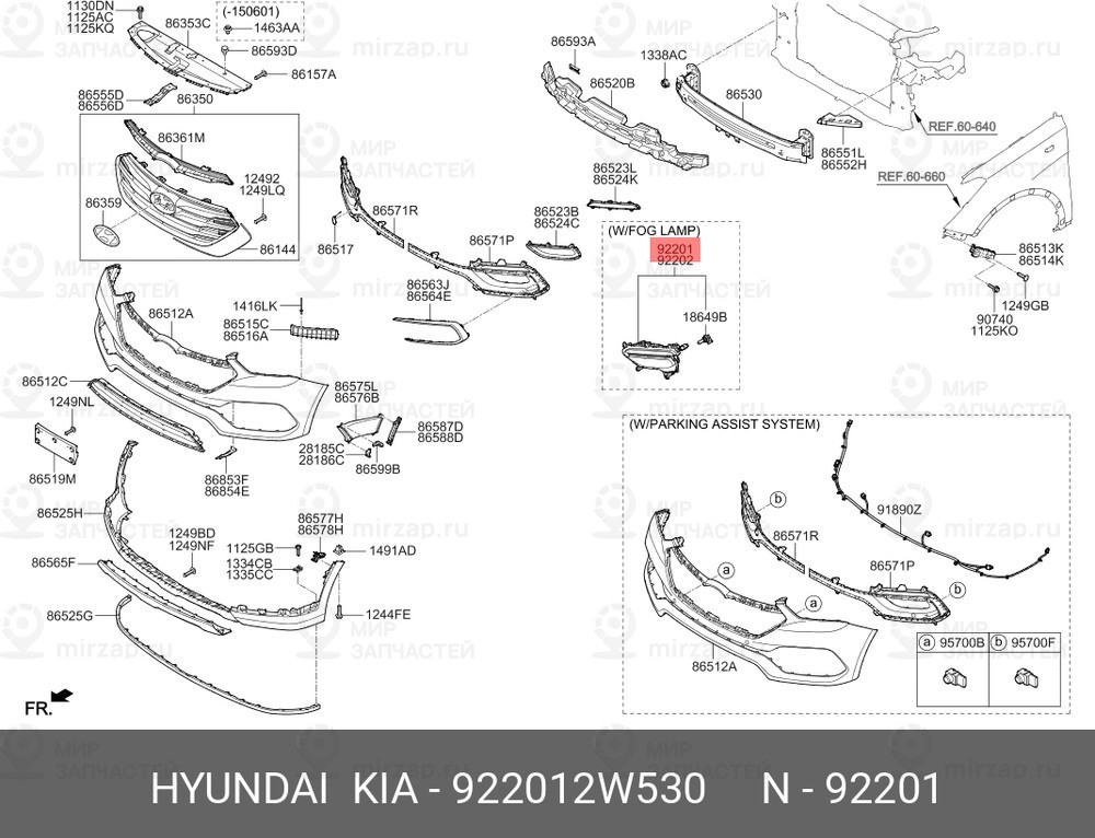 Запчасть HYUNDAI 922012W530