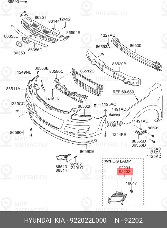 Запчасть HYUNDAI 922022L000