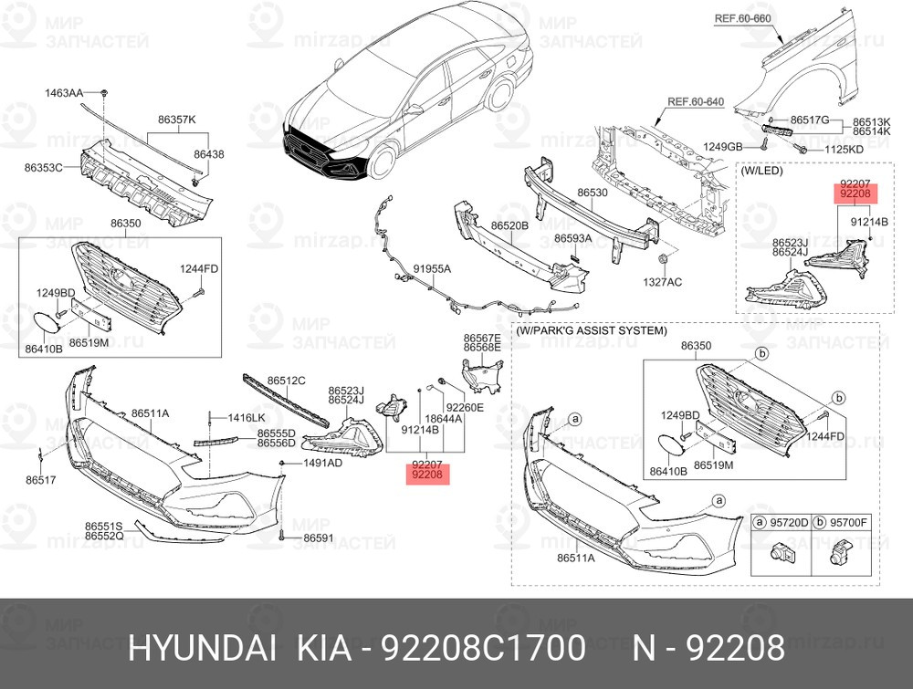 Запчасть HYUNDAI 92208C1700