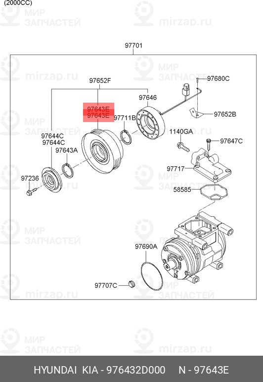 Запчасть HYUNDAI 976432D000