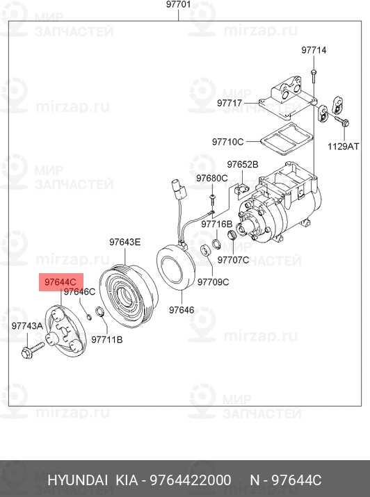 Запчасть HYUNDAI 9764422000