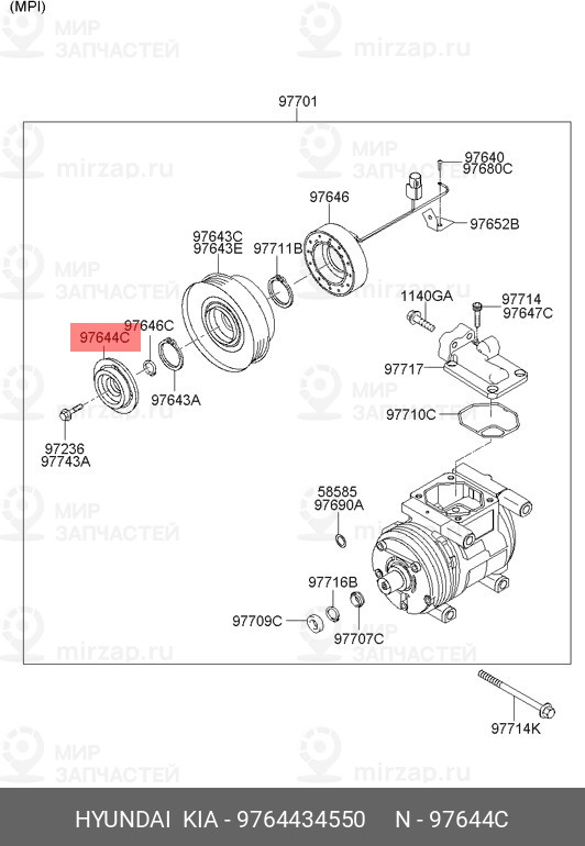 Запчасть HYUNDAI 9764434550