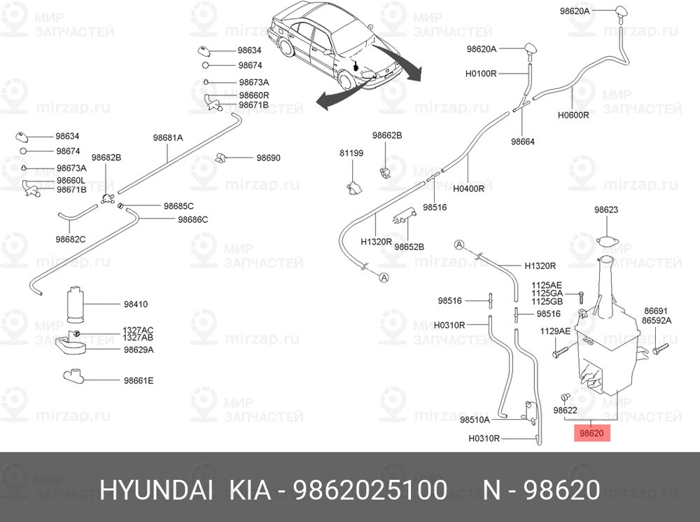 Запчасть HYUNDAI 9862025100